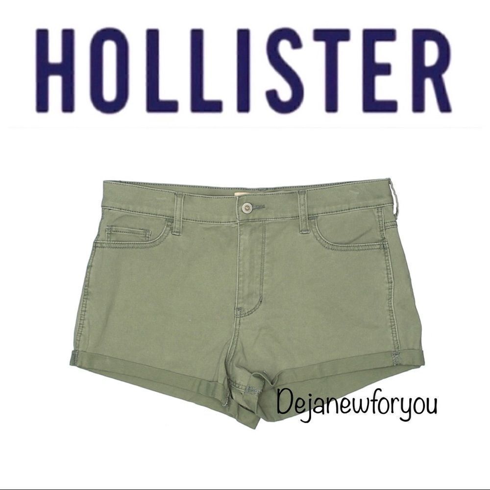 HOLLISTER SHORT SHORT HIGH RISE ARMY GREEN SHORTS